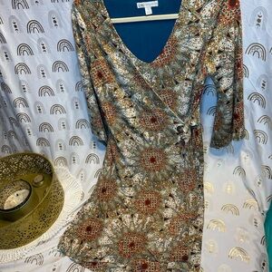 Cato  Sheath Dress V-Neck Wrap 3/4 Sleeve